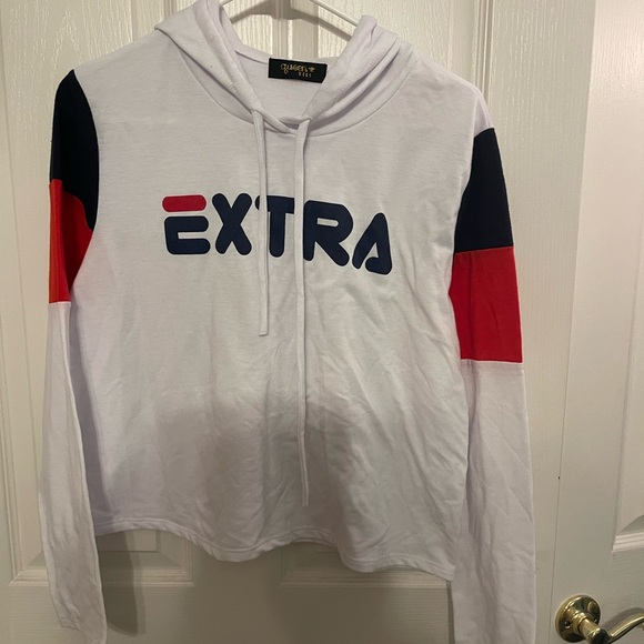 Queen Bees Tops - Extra White and Red Hoodie Sweatshirt